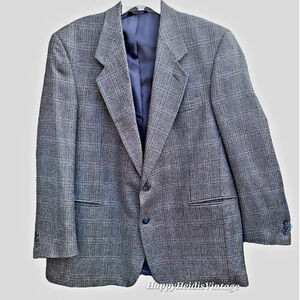 Vintage Vito Rufolo Lanificio Di Pray Biella Gray Wool Silk Blazer Sports Jacket
